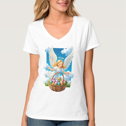 T-shirt Joyeux Ange de Pâques avec Panier (Devant)