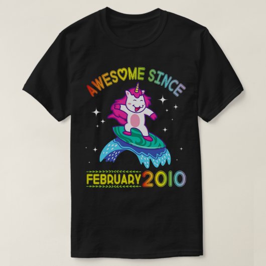 T-shirt Joyeux Anniversaire 11 Ans À Moi Vous Unicorn Surf (Design devant)