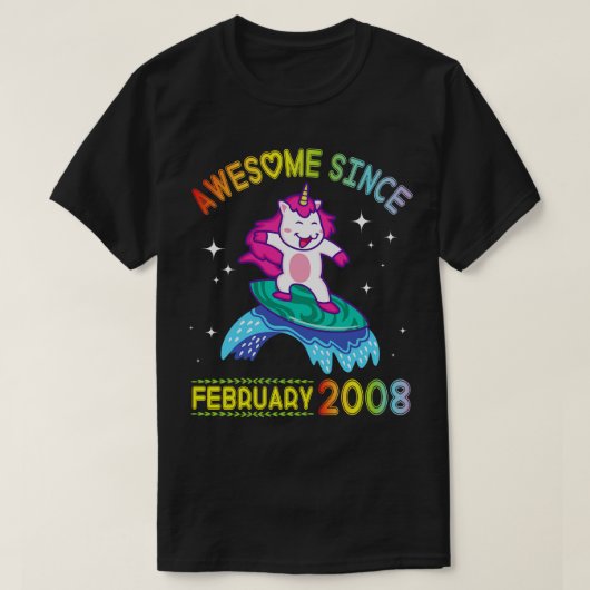 T-shirt Joyeux Anniversaire 13 Ans À Moi Vous Unicorn Surf (Design devant)