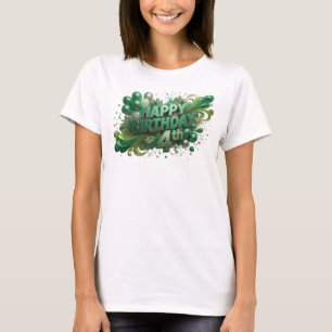 T-shirt Joyeux Anniversaire 4TH Imprimé Clean Green