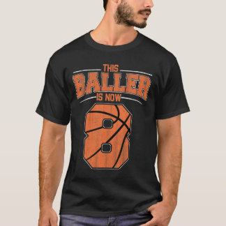 T-shirt Joyeux Anniversaire 8e 8 ans Basketball Garçons Ei