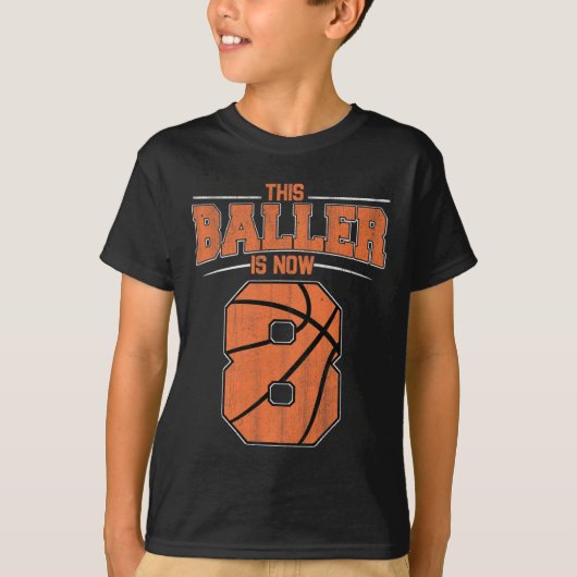 T-shirt Joyeux Anniversaire 8e 8 ans Basketball Garçons Ei (Devant)
