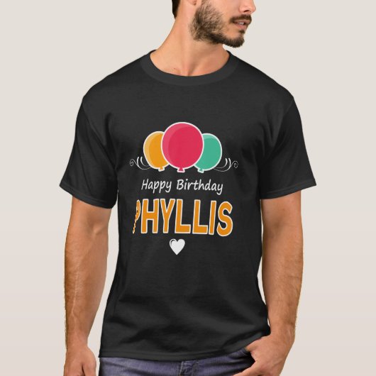 T-shirt Joyeux anniversaire à Phyllis (Devant)