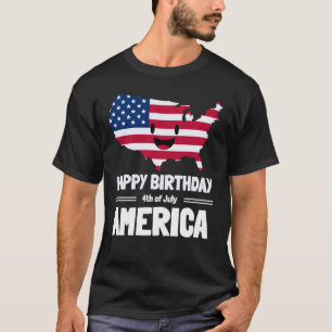 T-shirt Joyeux Anniversaire Amérique 4 juillet Drapeau Amé