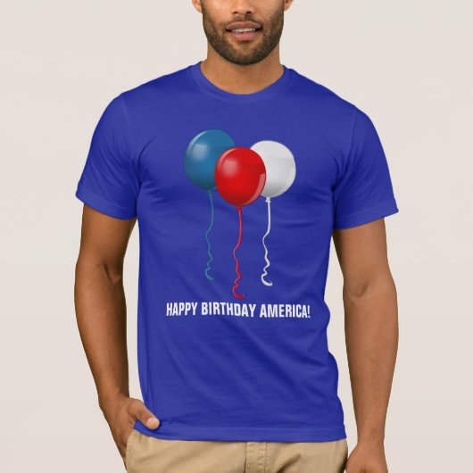 T-shirt Joyeux anniversaire Amérique (ballons) (Devant)
