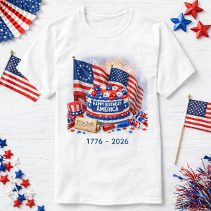 T-shirt Joyeux Anniversaire Amérique Patriotique Unisexe 