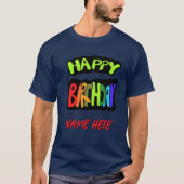 T-shirt Joyeux anniversaire avec nom personnalisé (Devant)
