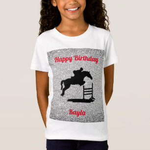 T-Shirt Joyeux Anniversaire Cavalier de Saut d'Obstacles F