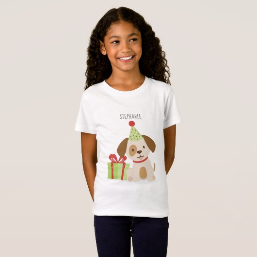 T-Shirt Joyeux Anniversaire Chiot Mignon (Devant entier)