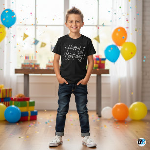 T-shirt Joyeux anniversaire - Design de texte blanc