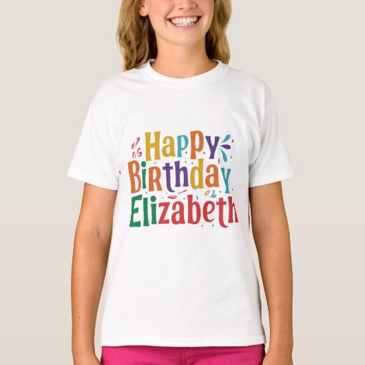 T-shirt Joyeux Anniversaire Elizabeth : Faites-le sien de  (Devant)