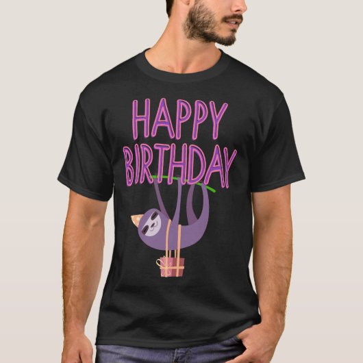 T-shirt Joyeux Anniversaire Fun Sloth (Devant)