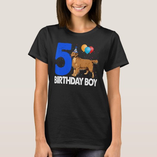 T-shirt Joyeux anniversaire garçon 5 Golden Retriever Chie (Devant)