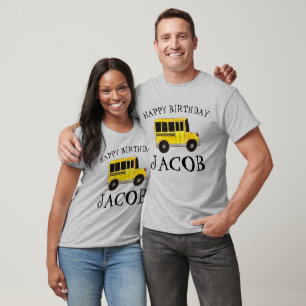 T-shirt Joyeux Anniversaire Jaune École Bus Enseignant Édu