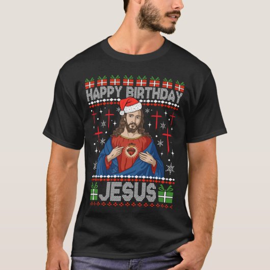 T-shirt Joyeux anniversaire Jésus Noël (Devant)