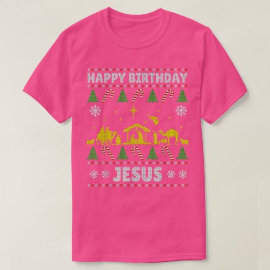 T-shirt Joyeux Anniversaire Jésus Noël laid Sweater Vacanc (Design devant)