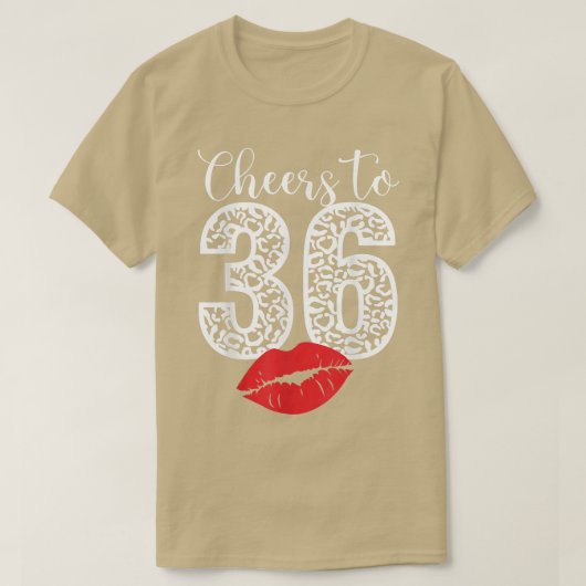 T-shirt Joyeux anniversaire Leopard Bor 36 ans lèvres (Design devant)