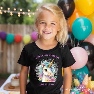 T-shirt Joyeux Anniversaire Licorne Magique Étincelante