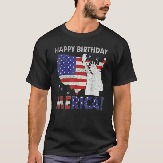 T-shirt Joyeux Anniversaire Merica Statue De Liberty Ameri (Devant)