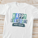 T-shirt Joyeux Anniversaire Moderne Jouer Amusant Simple S<br><div class="desc">Ce design simple et moderne est composé d'une jolie typographie sans serif.</div>