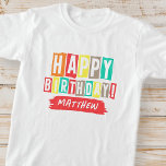 T-shirt Joyeux Anniversaire Moderne Jouer Amusant Simple S<br><div class="desc">Ce design simple et moderne est composé d'une jolie typographie sans serif.</div>