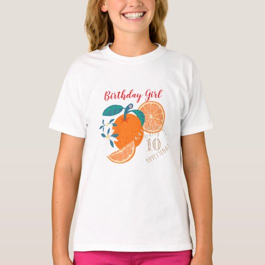 T-shirt Joyeux Anniversaire Orange Fruité (Devant)