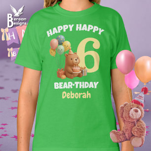 T-shirt Joyeux anniversaire ourson personnalisé 6ème anniv