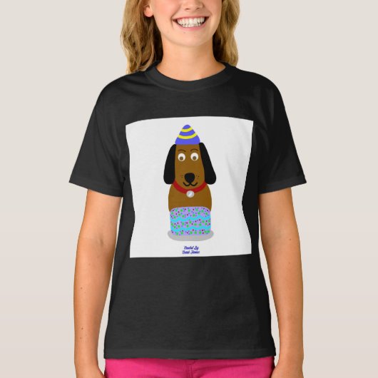 T-shirt Joyeux Anniversaire Pup Girl's Black Basic T shirt (Devant)