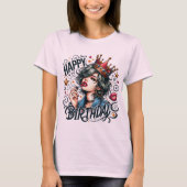 T-shirt Joyeux Anniversaire Reine Fille Anniversaire (Devant)