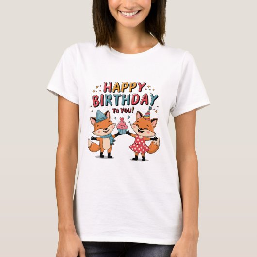 T-shirt Joyeux Anniversaire Renards (Devant)