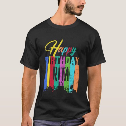 T-shirt Joyeux Anniversaire Rita Nom personnalisé Cadeau p (Devant)