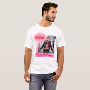 T-shirt Joyeux Anniversaire rose Gradient Moderne Ajouter
