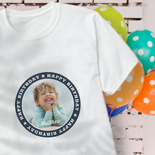 T-shirt Joyeux anniversaire Simple moderne photo personnal