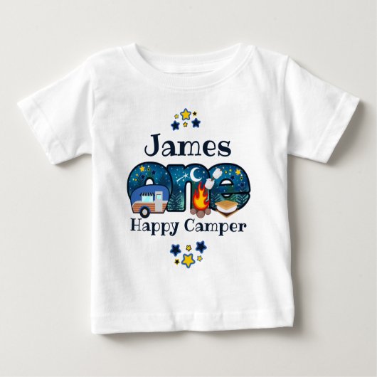 T-shirt "Joyeux anniversaire, un campeur heureux"  (Devant)