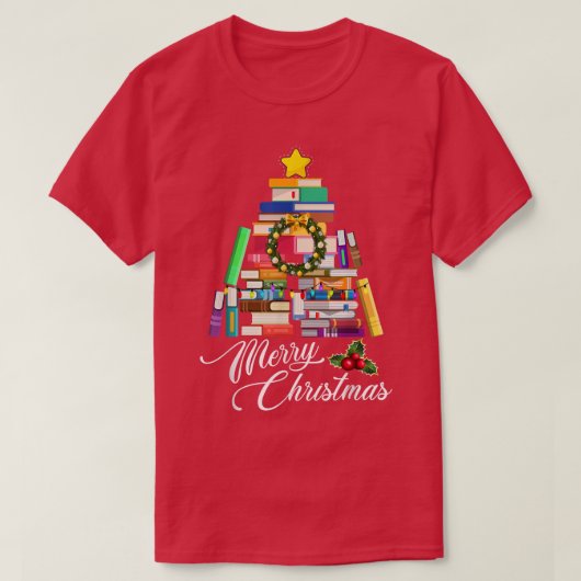 T-shirt Joyeux arbre de Noël Aimer lecture livres Biblioth (Design devant)