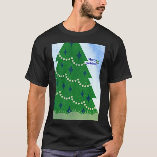 T-shirt Joyeux Arbre De Noël Et Holly Avec Berries Et Sn (Devant)