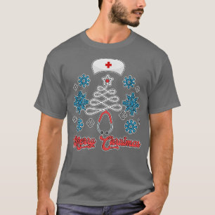 T-shirt Joyeux arbre de Noël Stethoscope Nurse Funny migno