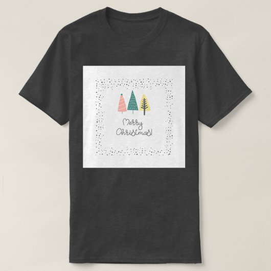 T-shirt Joyeux Arbres de Noël rose vert Jaune Print Déco (Design devant)