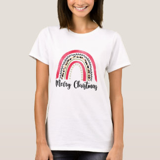 T-shirt Joyeux arc-en-ciel rose Christma