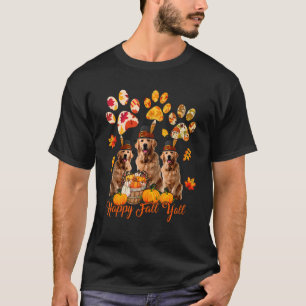 T-shirt Joyeux Automne à Tous Thanksgiving Trois Rétri Gol