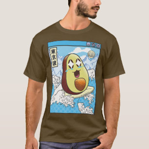 T-shirt Joyeux Avocado Surf Japanes Waves Kawaii Anime V
