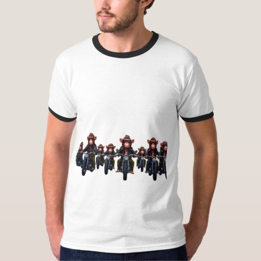 T-shirt Joyeux batteur de chimpanzé Rockin' (Devant)