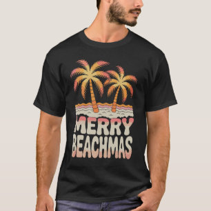 T-shirt Joyeux Beachmas Palmier Tropical Coucher de Soleil