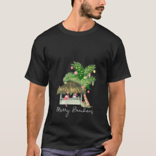 T-shirt Joyeux Beachmas Tropical Noël Père Noël Flamant ro