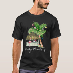 T-shirt Joyeux Beachmas Tropical Noël Père Noël Flamant ro