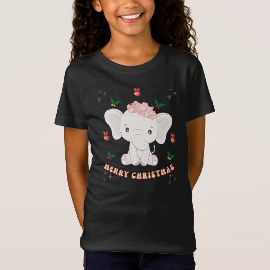 T-Shirt Joyeux bébé éléphant de Noël (Devant)
