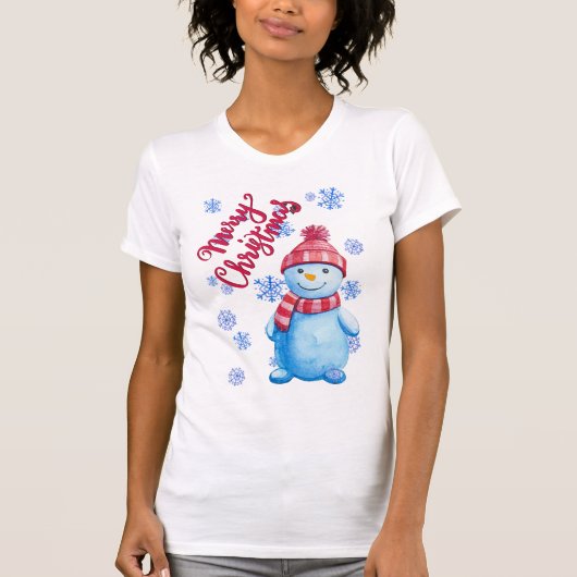 T-shirt Joyeux bonhomme de neige de Noël (Devant)