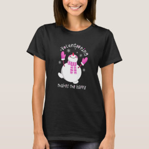T-shirt Joyeux bonhomme de neige pour les bénévoles Rose d