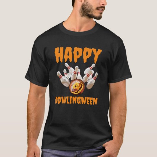 T-shirt Joyeux Bowlingween Pun Halloween Citrouille Bowlin (Devant)
