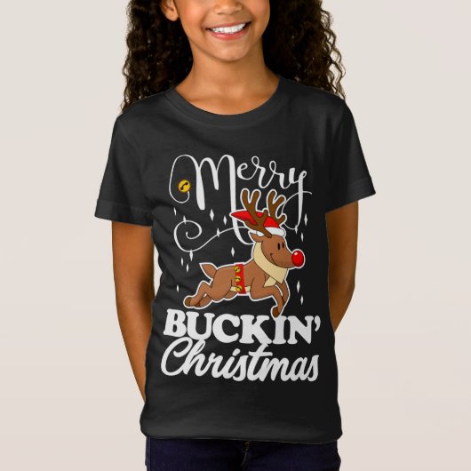 T-Shirt Joyeux Buckin, cerf de rennes de Noël (Devant)